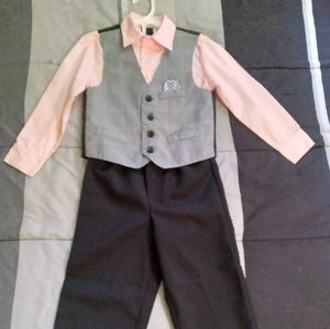 Boy's Size 5 Pink, Black & Grey 3pc Suit